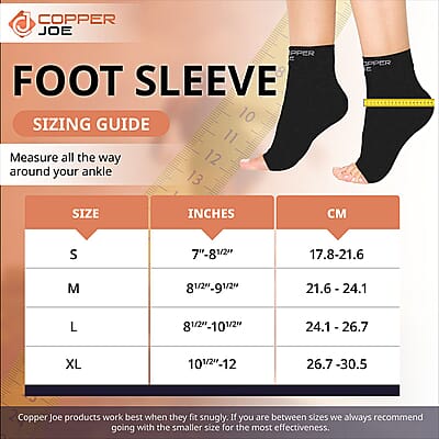 Copper Joe Compression Recovery Foot Sleeves/Support Socks 1 Pair (Small)