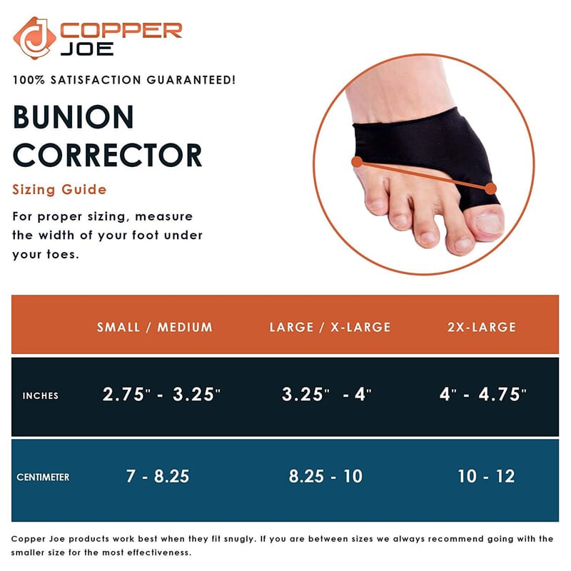Copper Joe- Big Toe Bunion Corrector Sleeves - S/M Best Bunion Corrector Brace , Big Toe Straightener