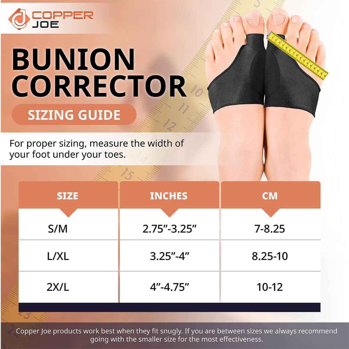 Copper Joe- Big Toe Bunion Corrector Sleeves - L/XL (Ships in 8-10 Business Days) , Best Bunion Corrector Brace , Big Toe Straightener image number 2