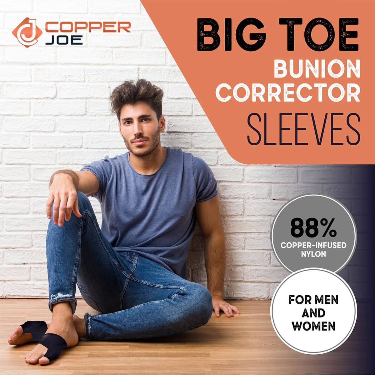 Copper Joe- Big Toe Bunion Corrector Sleeves - L/XL (Ships in 8-10 Business Days) , Best Bunion Corrector Brace , Big Toe Straightener image number 6