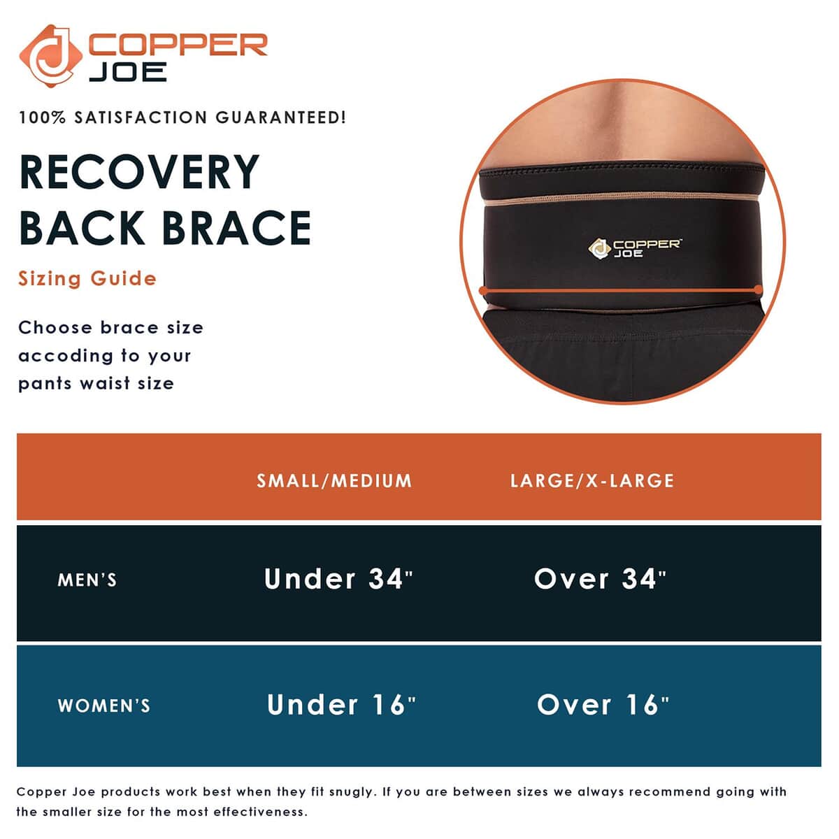 Copper Joe- Recovery Back Brace S/M image number 1