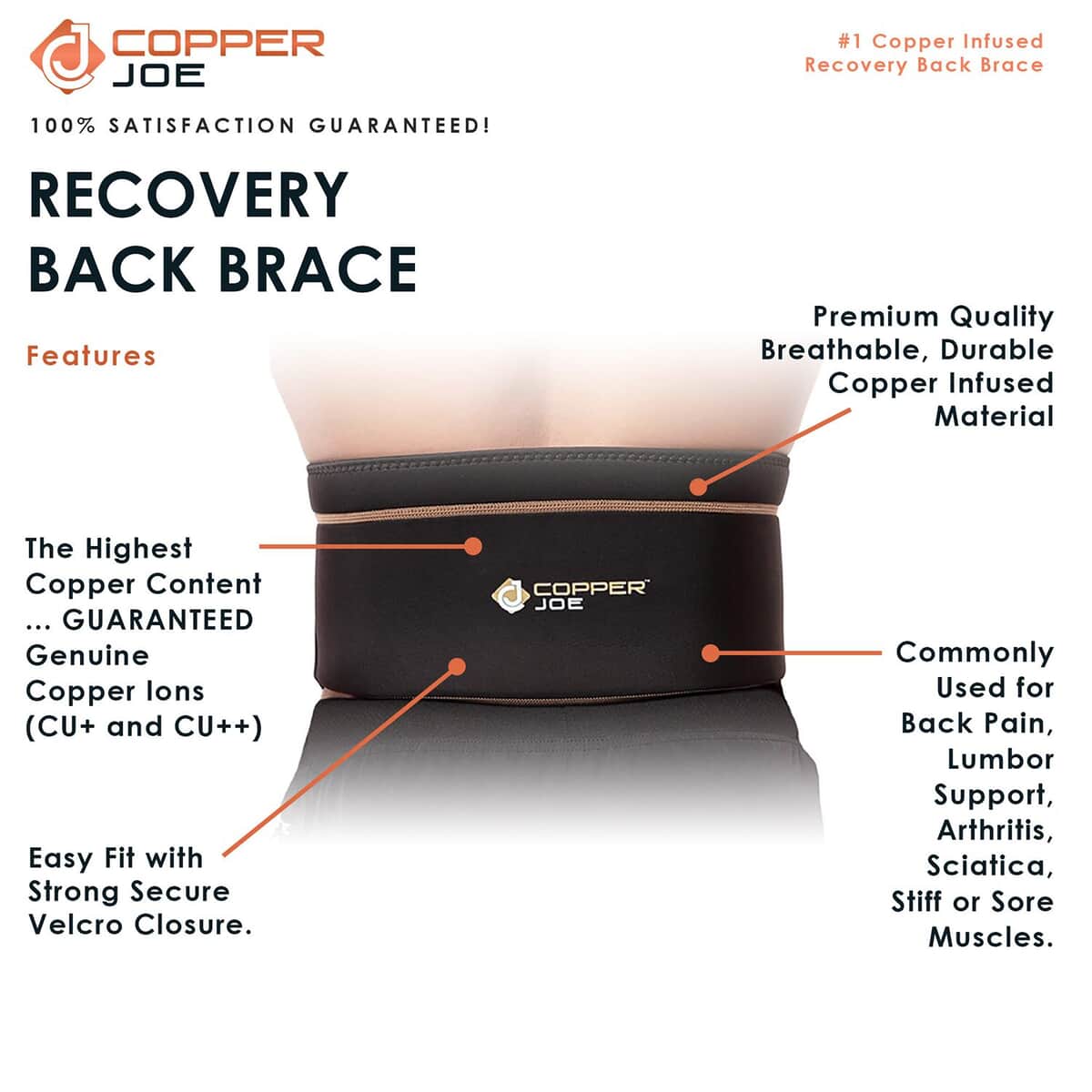 Copper Joe- Recovery Back Brace S/M image number 3