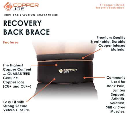 Copper Joe- Recovery Back Brace S/M , Copper Back Brace for Posture , Back Brace for Lower Back Pain image number 3