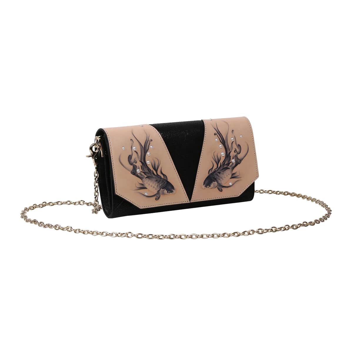 Bellorita-Koi Fish Black Crossbody Clutch image number 0