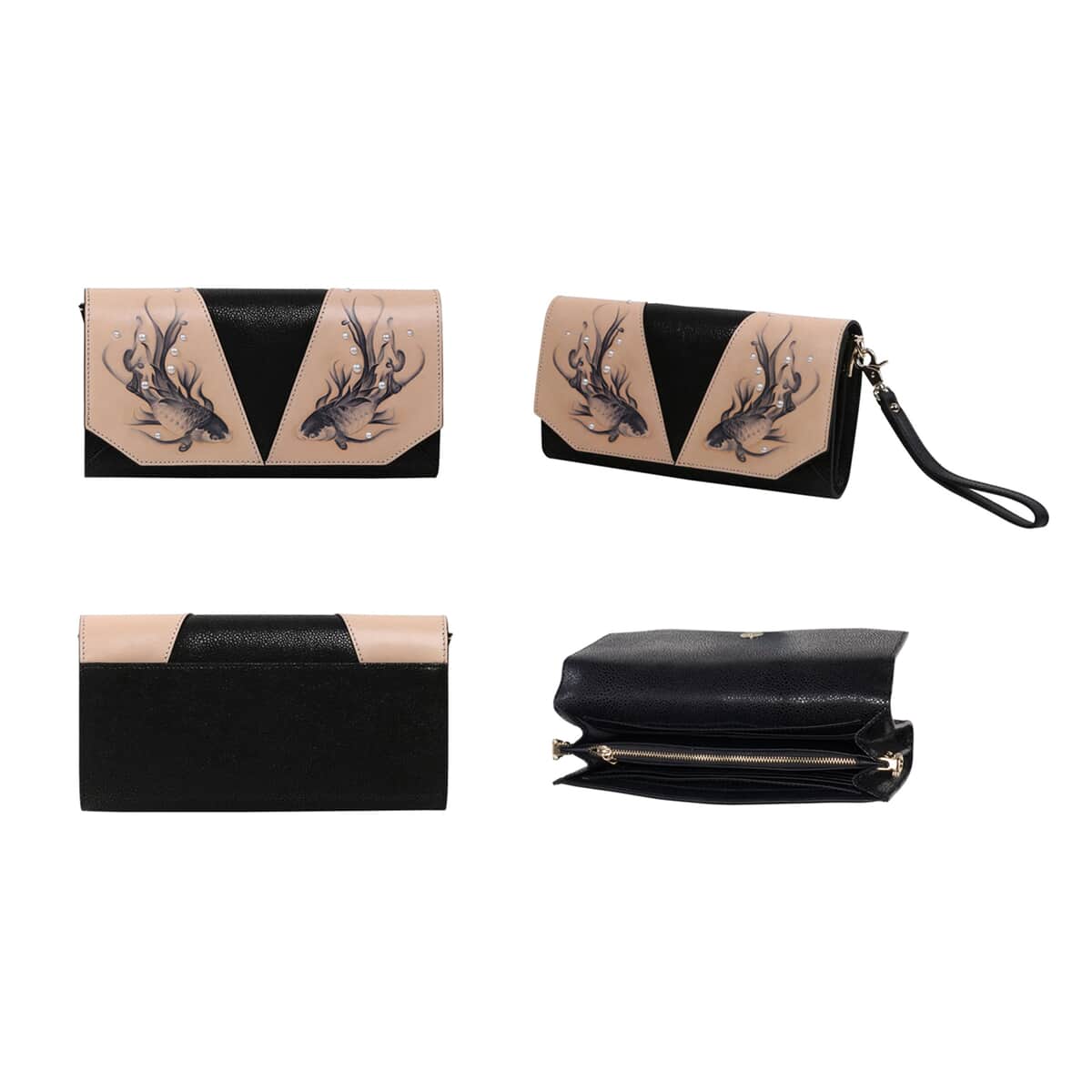 Bellorita-Koi Fish Black Crossbody Clutch image number 3