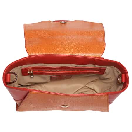 Bellorita-Koi Fish Small Orange Top Grain Leather Satchel , Leather Satchel Bag for Women , Leather Purse Handbag image number 6
