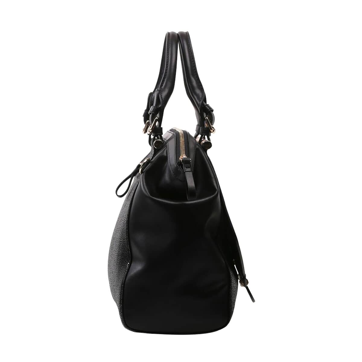 Bellorita-Koi Fish Large Black Top Grain Leather Satchel Bag for Women , Leather Purse Handbag image number 3