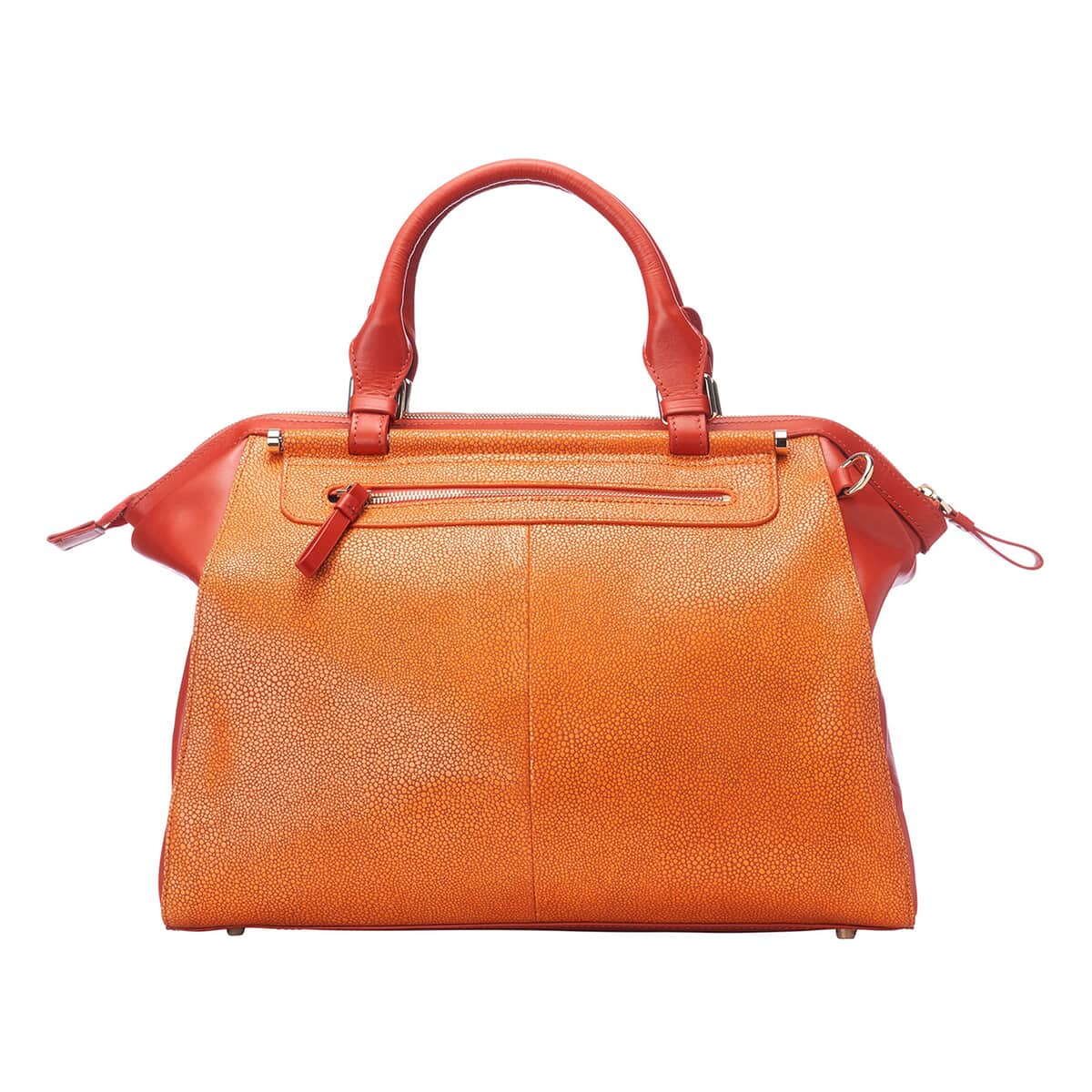 Bellorita-Koi Fish Large Orange Top Grain Leather Satchel Bag for Women | Leather Purse Handbag image number 3