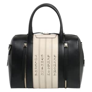 Bellorita-Calligraphy Black Top Grain Leather Satchel Bag | Women's Handbag | Designer Bags | Ladies Handbags | Leather Bags