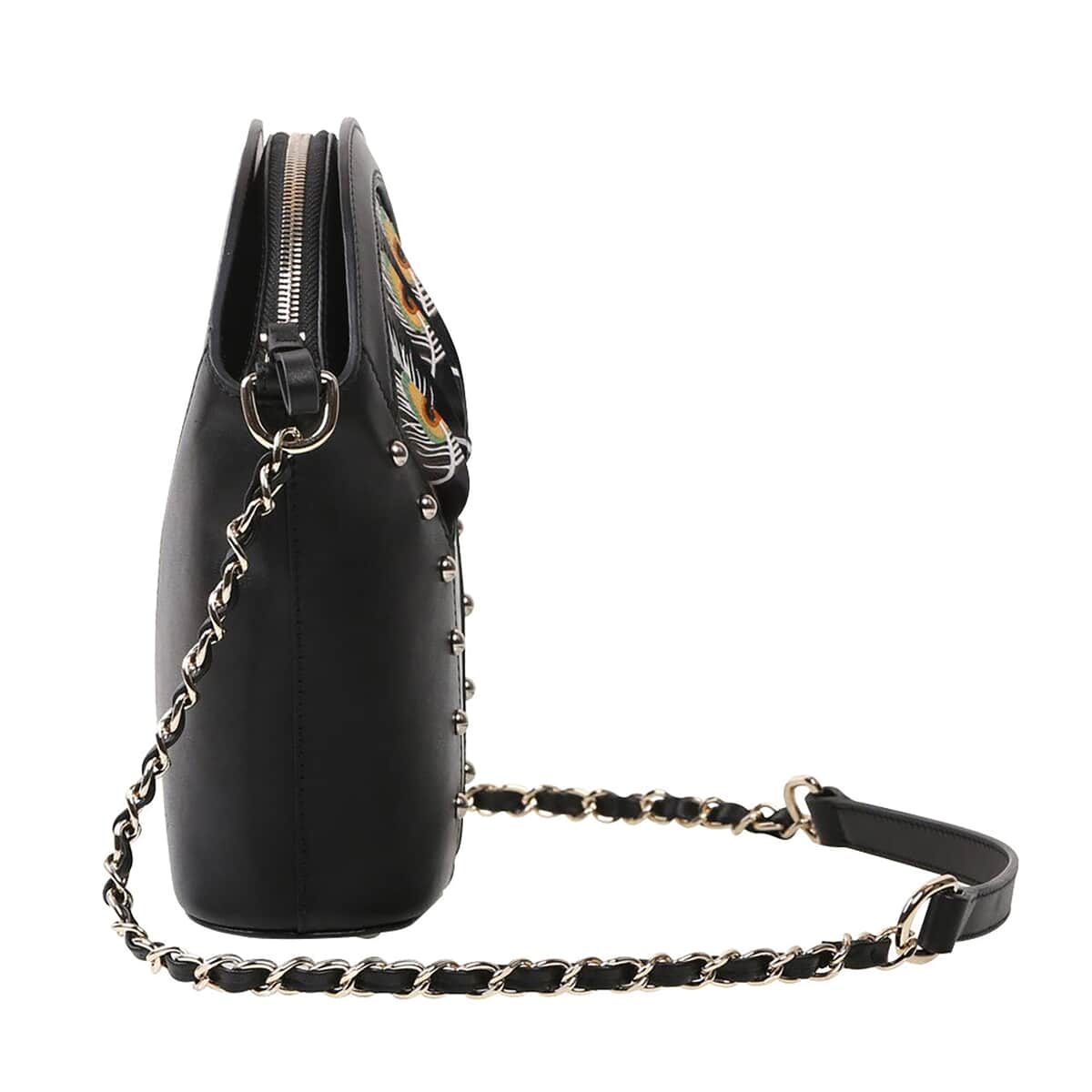 Bellorita- Peacock Feather Black Shoulder Bag image number 6