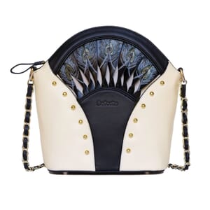Bellorita-Peacock Feather White Top Grain Leather Shoulder Bag for Women | Designer Leather Shoulder Bags | Leather Handbags | Leather Purse