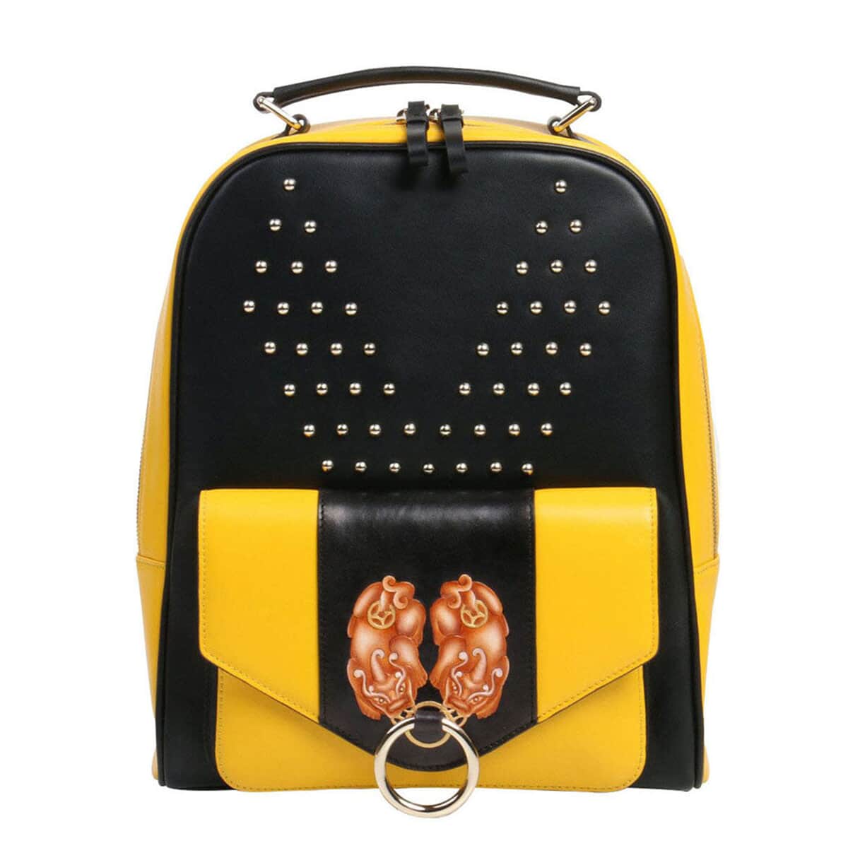 Buy Bellorita-PX (PiXiu) Yellow Top Grain Leather Backpack for Women ...