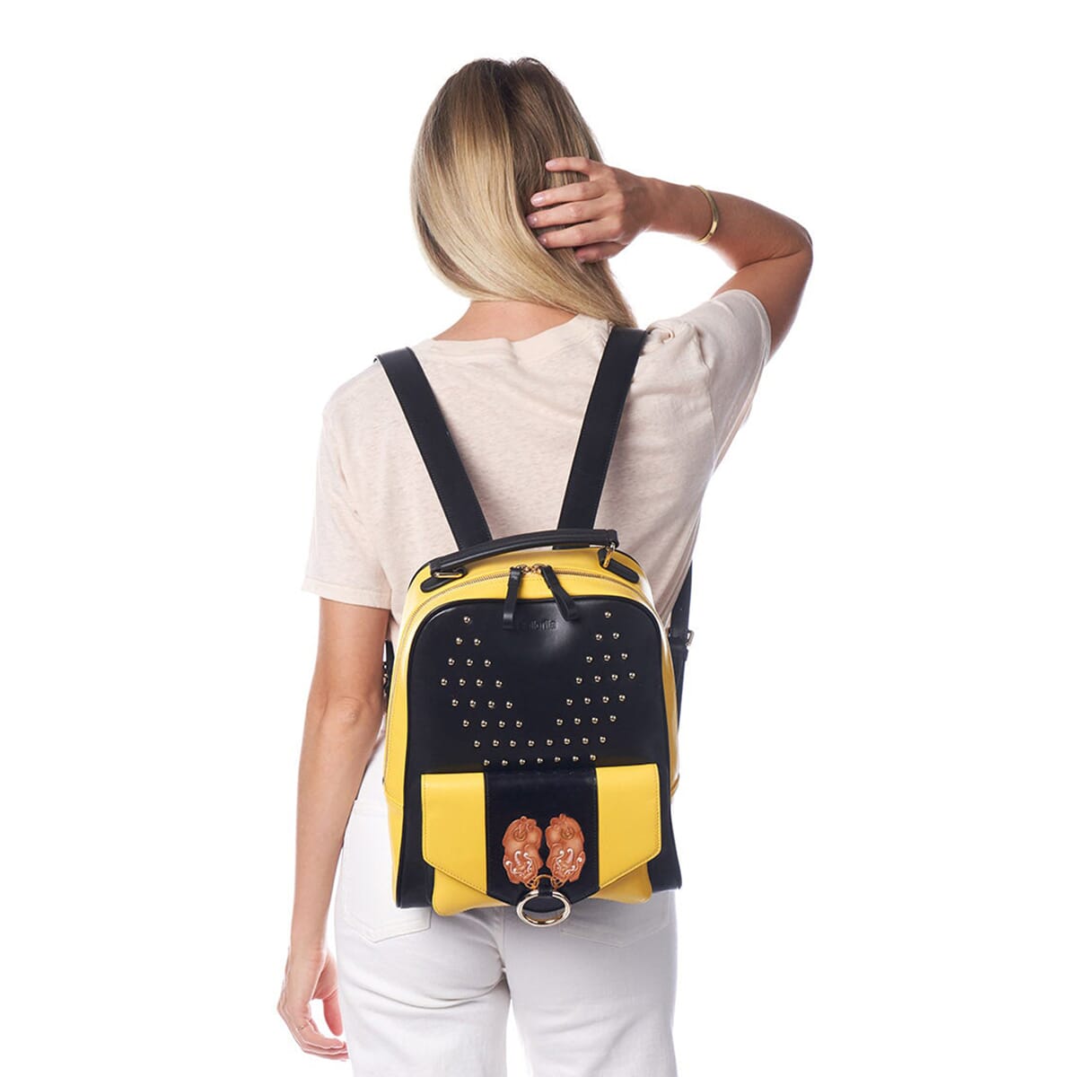 Bellorita-PX (PiXiu) Yellow Top Grain Leather Backpack for Women | Designer Leather Backpack Bag | Leather Handbag image number 1
