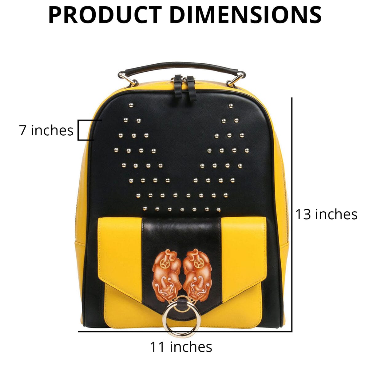 Bellorita-PX (PiXiu) Yellow Top Grain Leather Backpack for Women | Designer Leather Backpack Bag | Leather Handbag image number 3