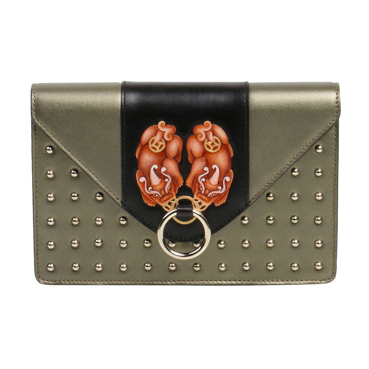 Bellorita- Pixiu Green Leather Crossbody Clutch with Chain Strap | Clutches for Women | Leather Handbag | Clutch Purse image number 0