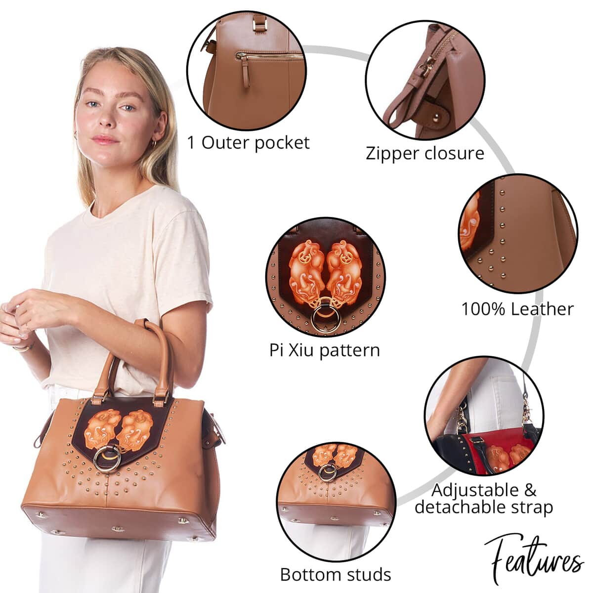 Bellorita-PX (PiXiu) Brown Top Grain Leather Mini Satchel | Leather Satchel Bag for Women | Leather Purse Handbag image number 2