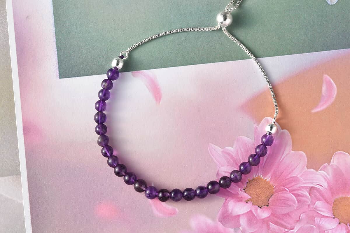 Amethyst 5-6mm Beaded Bolo Bracelet in Sterling Silver 12.60 ctw image number 1