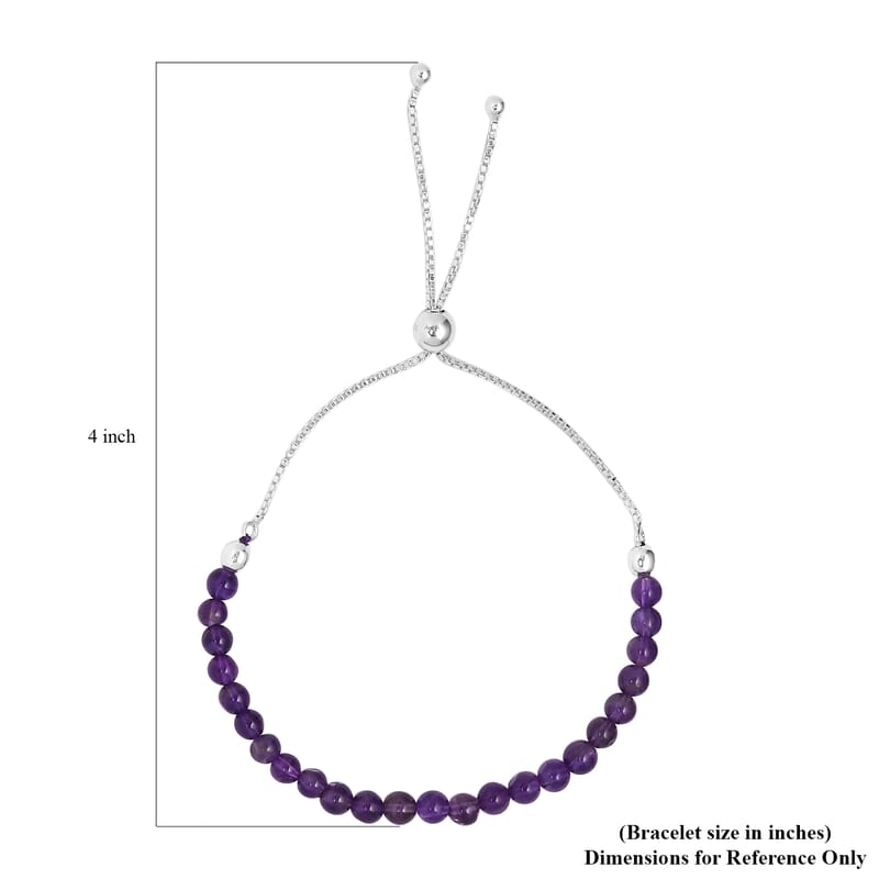 Amethyst 5-6mm Beaded Bolo Bracelet in Sterling Silver 12.60 ctw