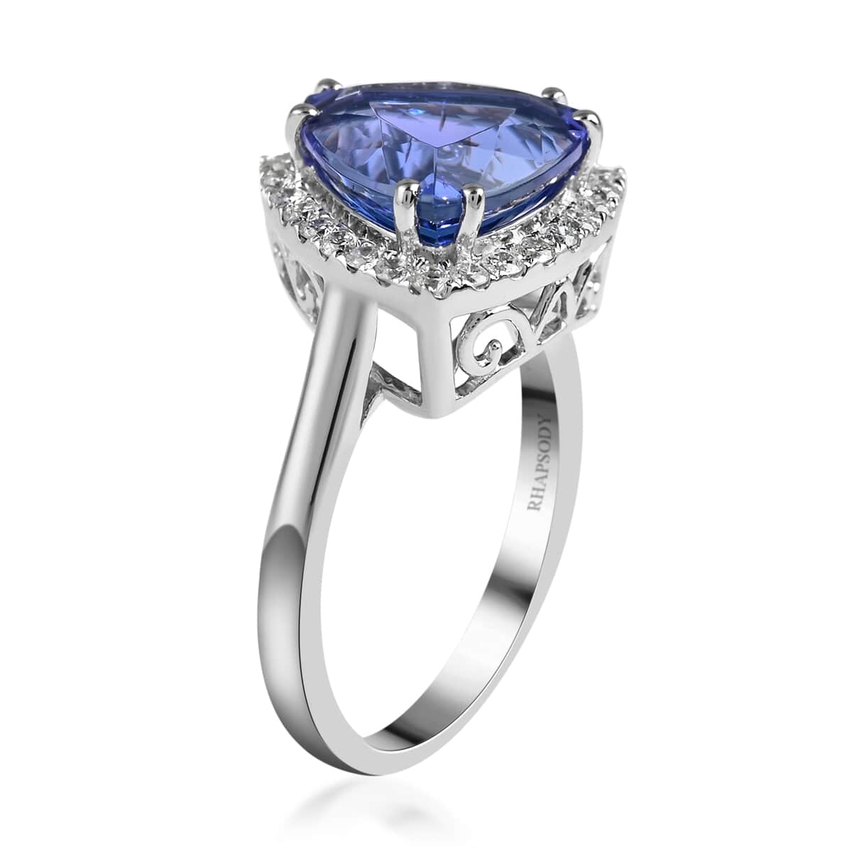 Certified Rhapsody 950 Platinum AAAA Tanzanite and E-F VS Diamond Ring (Size 6.0) 6.25 Grams 4.90 ctw image number 3