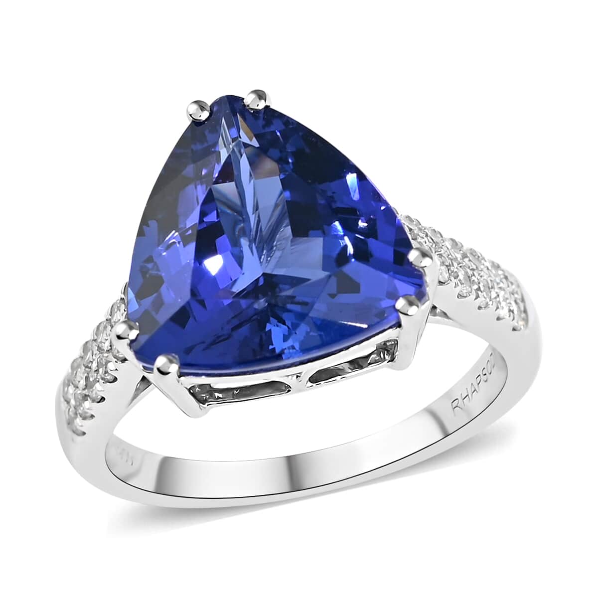 Certified RHAPSODY 950 Platinum AAAA Tanzanite and E-F VS Diamond Solitaire Ring 6.10 Grams 5.80 ctw image number 0