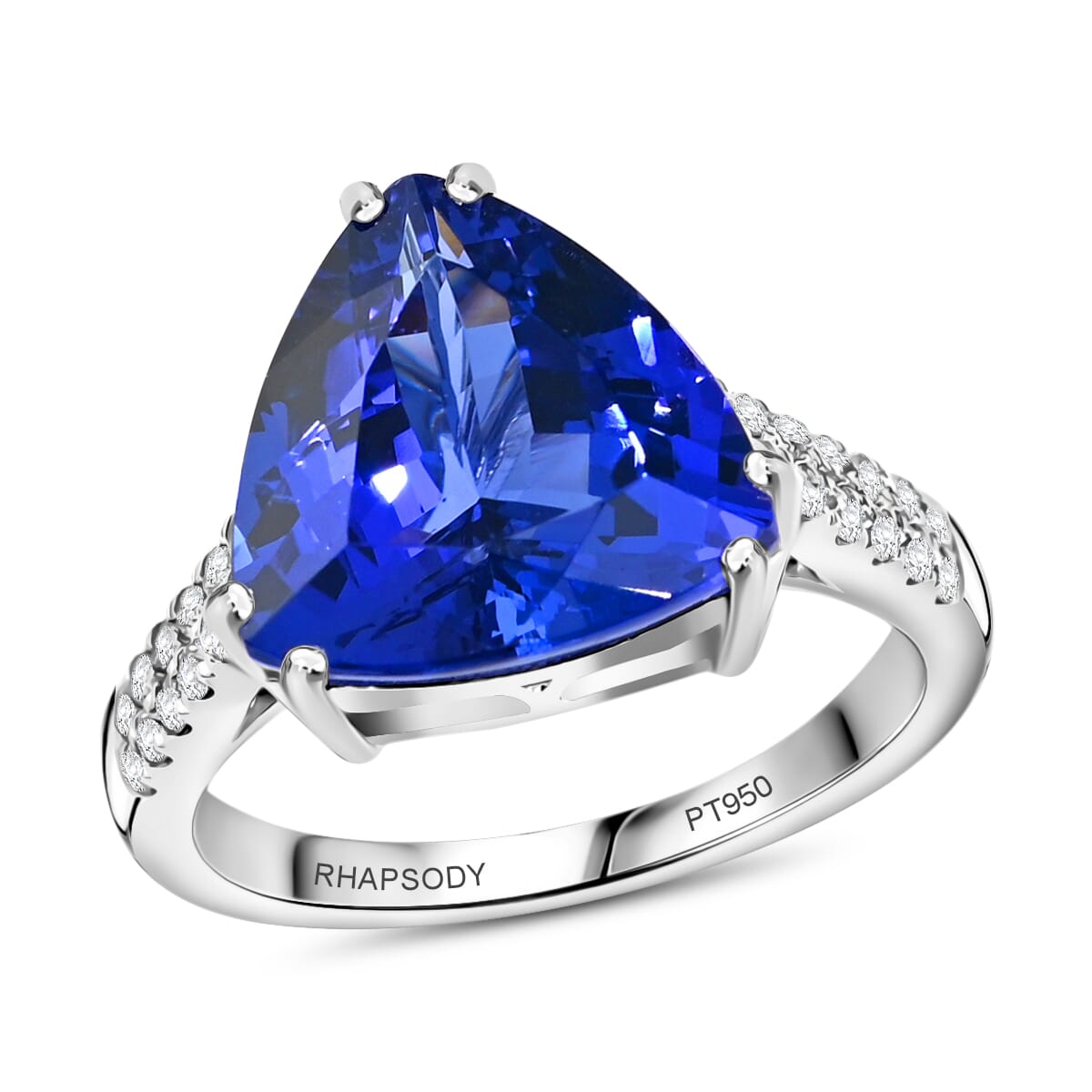 Certified and Appraised RHAPSODY 950 Platinum AAAA Tanzanite and E-F VS Diamond Solitaire Ring (Size 10.0) 6.10 Grams 5.80 ctw image number 0