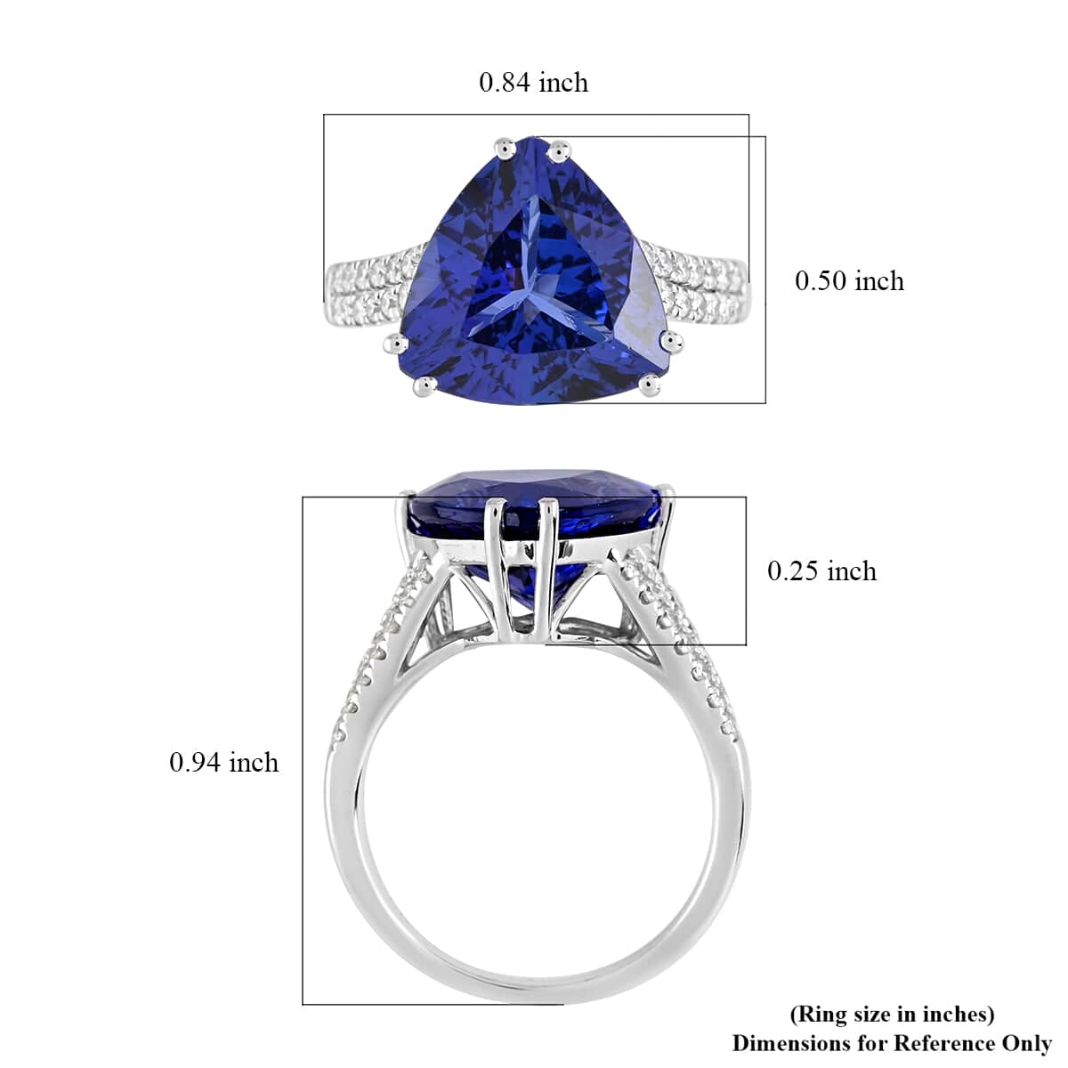 Certified RHAPSODY 950 Platinum AAAA Tanzanite and E-F VS Diamond Solitaire Ring 6.10 Grams 5.80 ctw image number 4