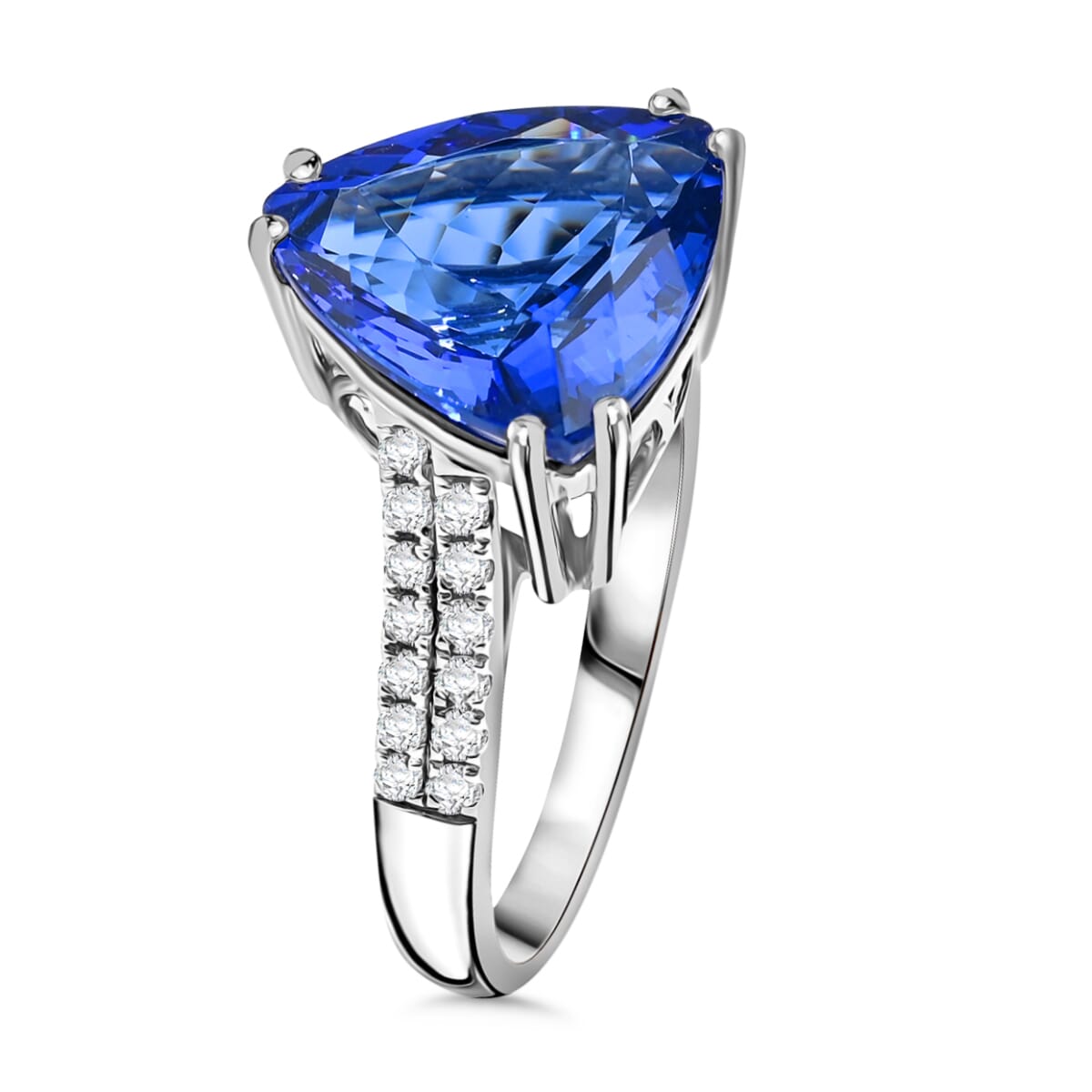 Certified Rhapsody AAAA Tanzanite and E-F VS Diamond 5.80 ctw Solitaire Ring in 950 Platinum (Size 6.0) 6.10 Grams image number 3