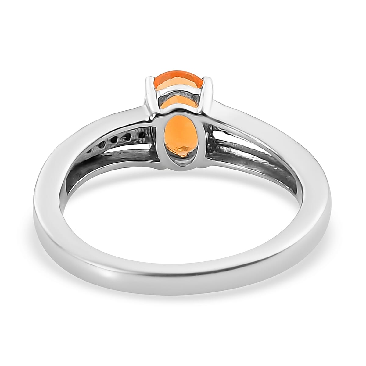 Jalisco Fire Opal and Natural White Zircon Ring in Platinum Over Sterling Silver 0.65 ctw image number 4