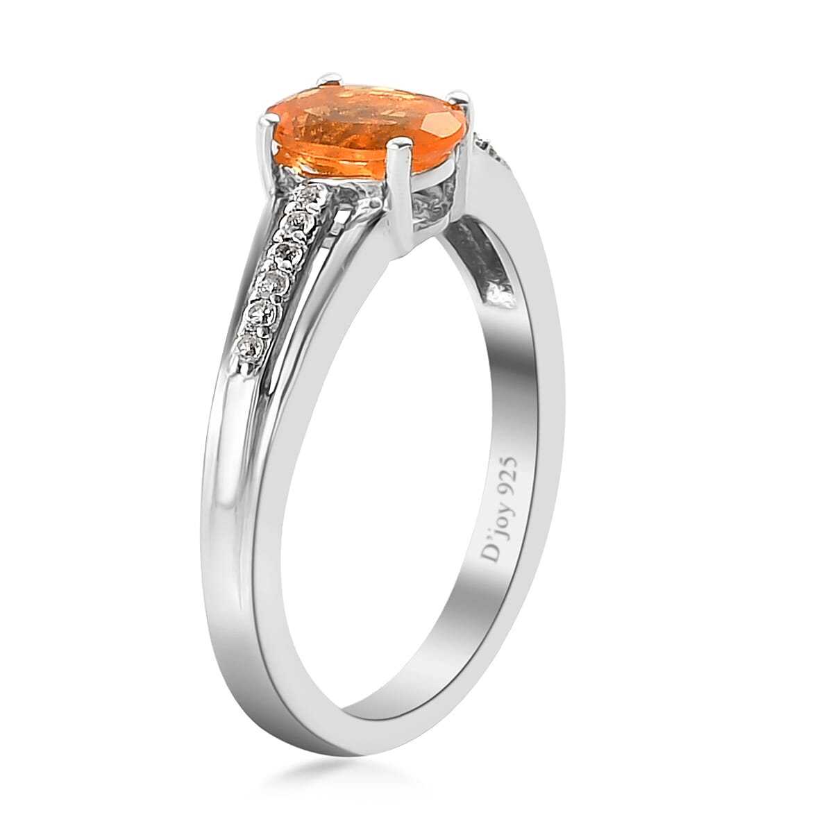 Jalisco Fire Opal and Natural White Zircon Ring in Platinum Over Sterling Silver (Size 7.0) 0.65 ctw image number 3