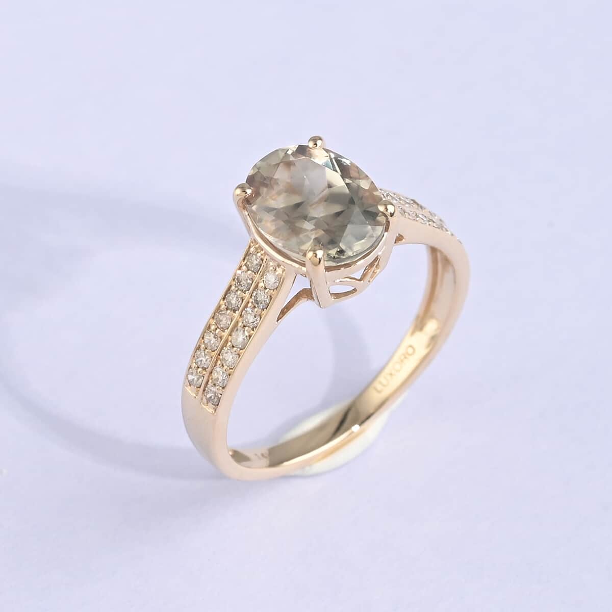 Certified and Appraised Luxoro 14K Yellow Gold AAA Turkizite and G-H I1 Diamond Ring (Size 6.0) 2.30 ctw image number 1