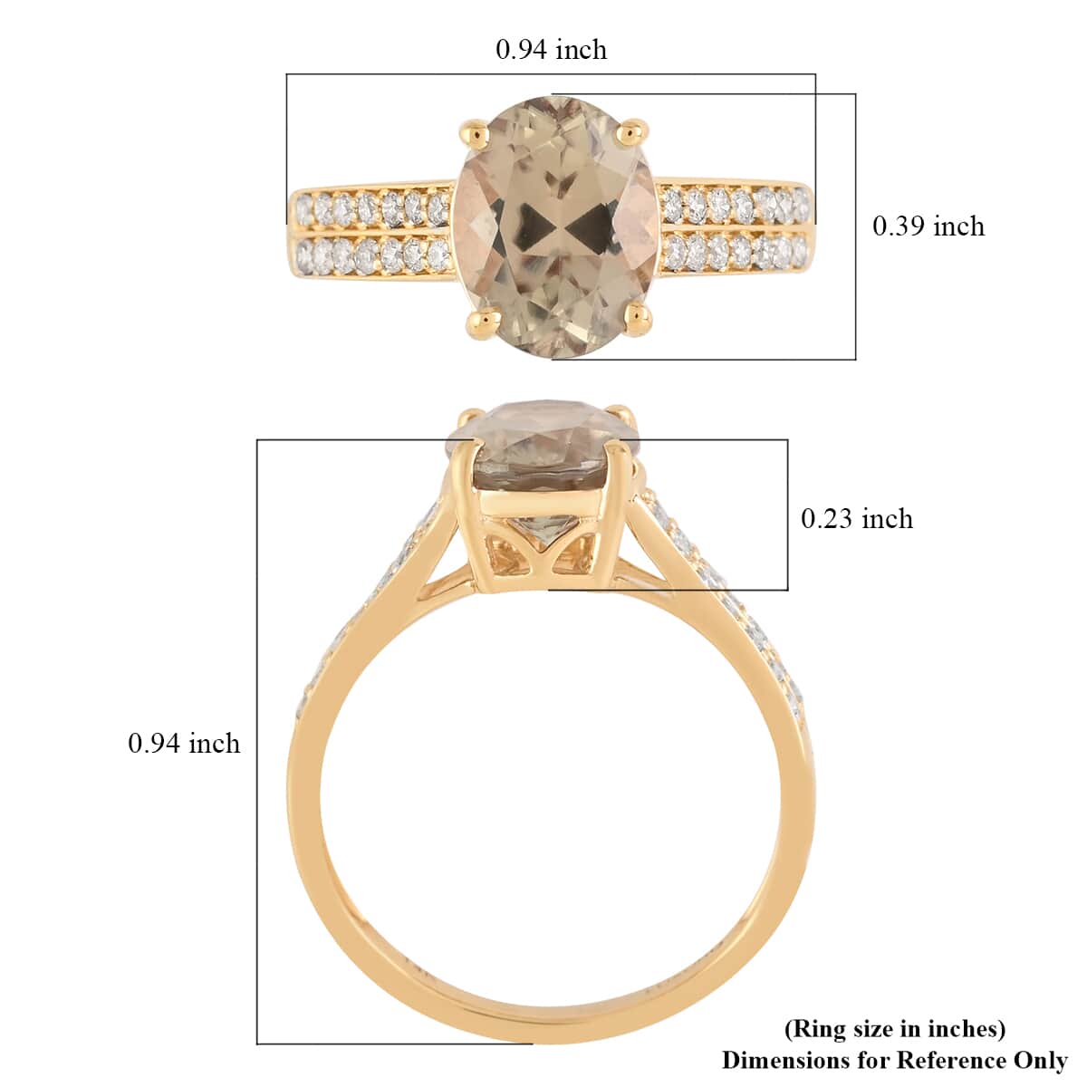 Certified and Appraised Luxoro 14K Yellow Gold AAA Turkizite and G-H I1 Diamond Ring (Size 6.0) 2.30 ctw image number 4