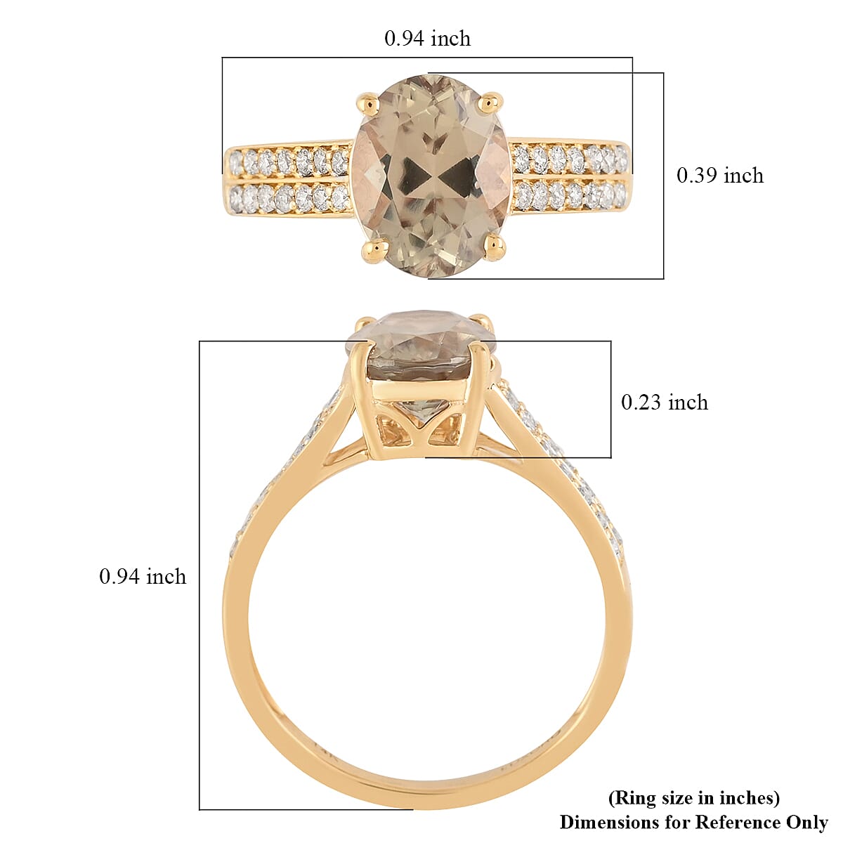 Certified and Appraised Luxoro 14K Yellow Gold AAA Turkizite and G-H I1 Diamond Ring (Size 8.0) 2.30 ctw image number 4