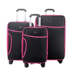 Mirage- Cedric 3 Piece Black & Pink Luggage set