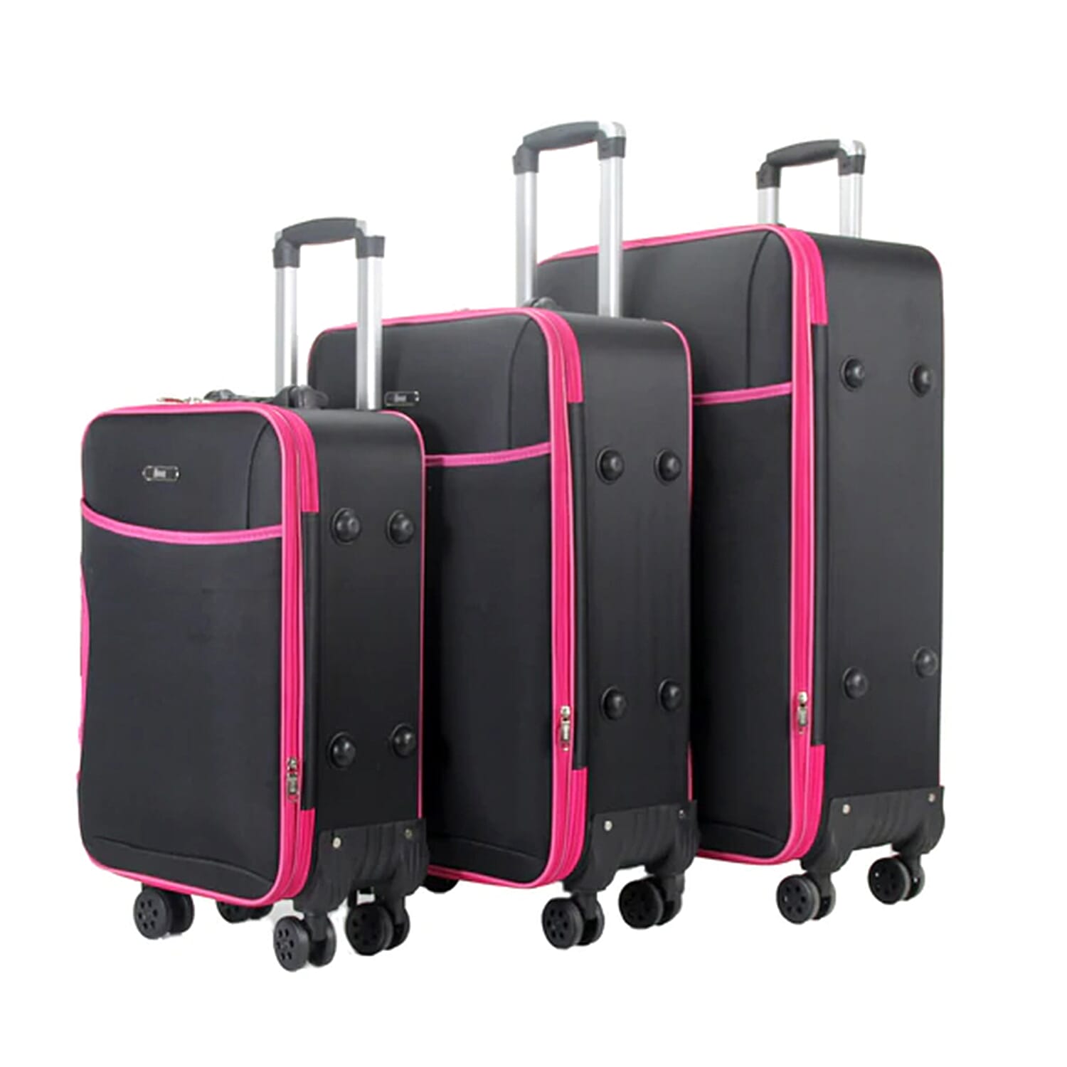 Mirage- Cedric 3 Piece Black & Pink Luggage set