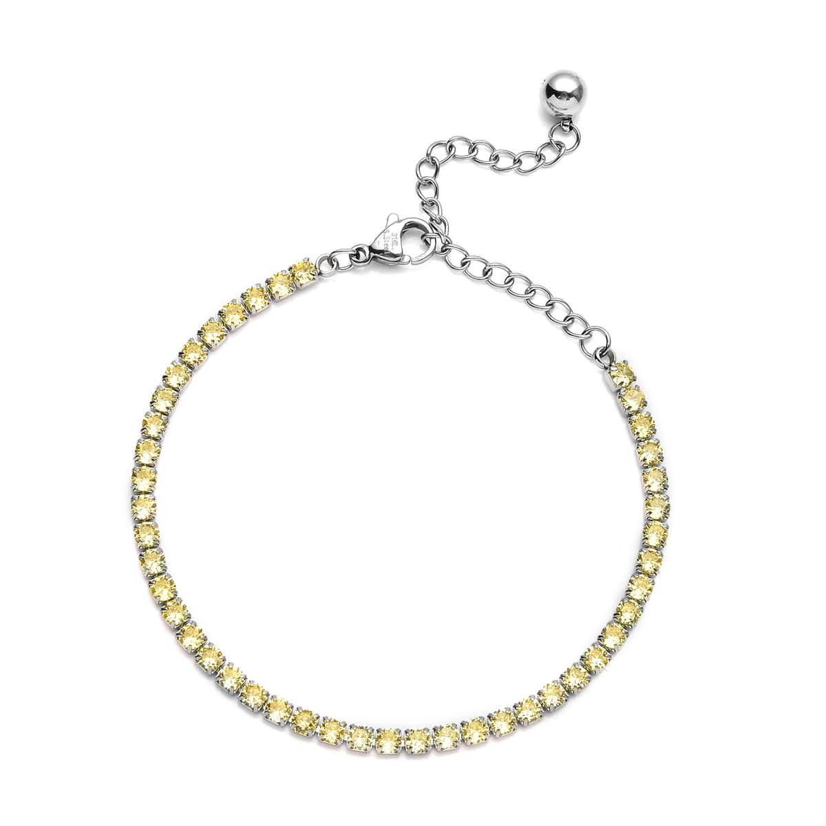 Simulated Yellow Diamond Tennis Bracelet in Stainless Steel (Adjustable) 3.00 ctw , Tarnish-Free, Waterproof, Sweat Proof Jewelry image number 0