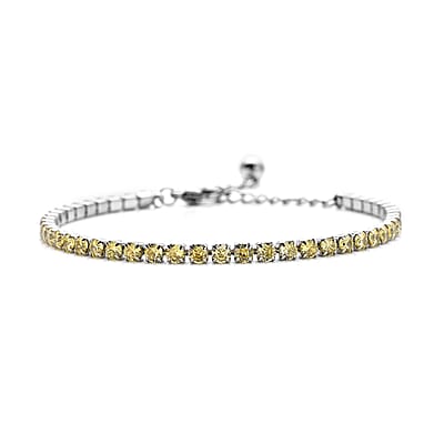 Simulated Yellow Diamond Tennis Bracelet in Stainless Steel (Adjustable) 3.00 ctw , Tarnish-Free, Waterproof, Sweat Proof Jewelry