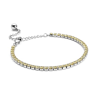 Simulated Yellow Diamond Tennis Bracelet in Stainless Steel (Adjustable) 3.00 ctw , Tarnish-Free, Waterproof, Sweat Proof Jewelry