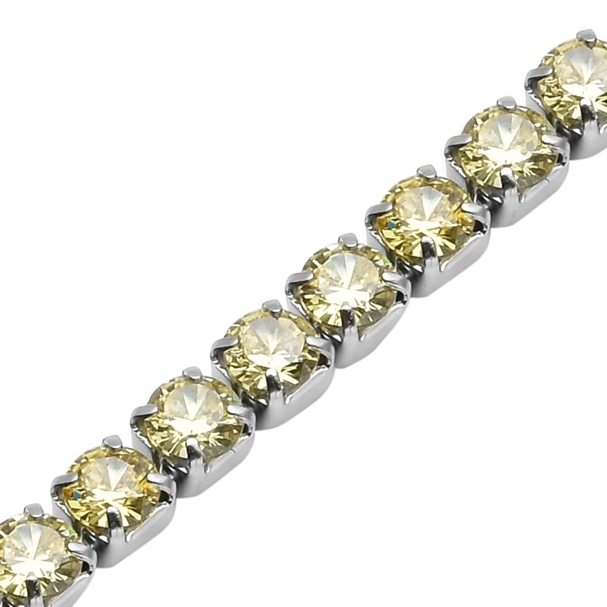 Simulated Yellow Diamond Tennis Bracelet in Stainless Steel (Adjustable) 3.00 ctw , Tarnish-Free, Waterproof, Sweat Proof Jewelry image number 4