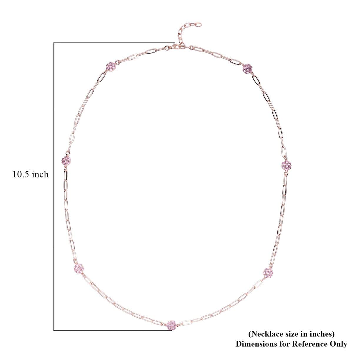 Simulated Pink Diamond Paper Clip Chain Station Necklace 28-30 inches in Rosetone image number 5