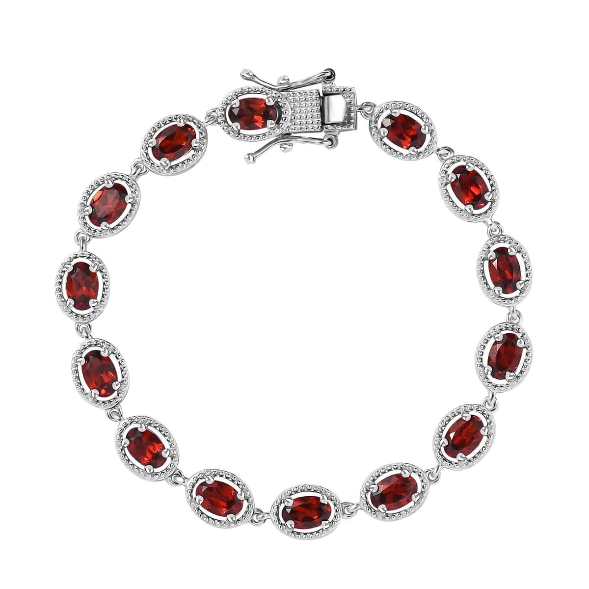 Mozambique Garnet Bracelet in Platinum Over Sterling Silver (6.50 In) 7.00 ctw image number 0