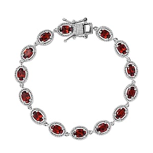 D'Joy Mozambique Garnet Bracelet in Platinum Over Sterling Silver (6.50 In) 7.65 ctw