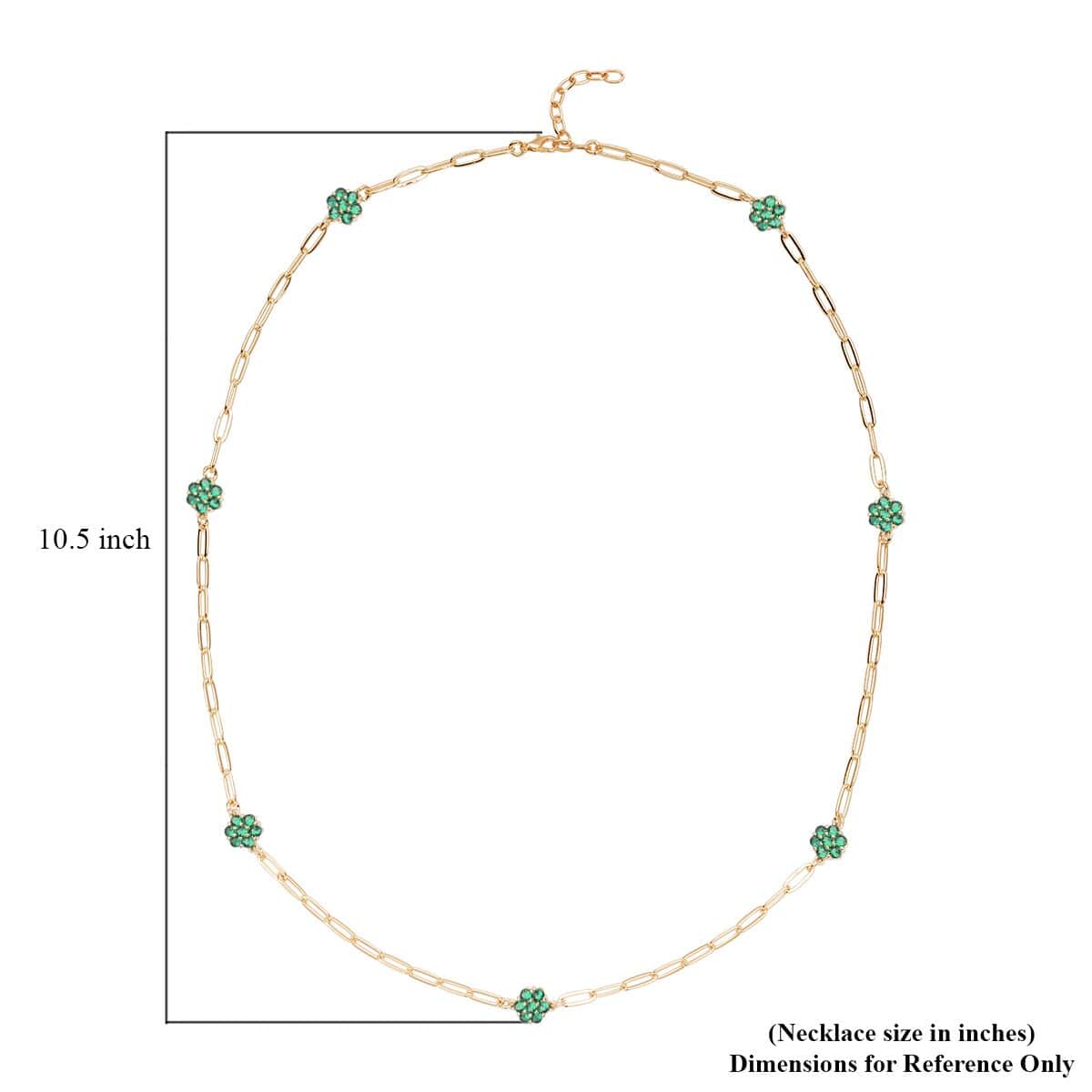 Simulated Green Diamond Paper Clip Chain Station Necklace 28-30 inches in Goldtone image number 5