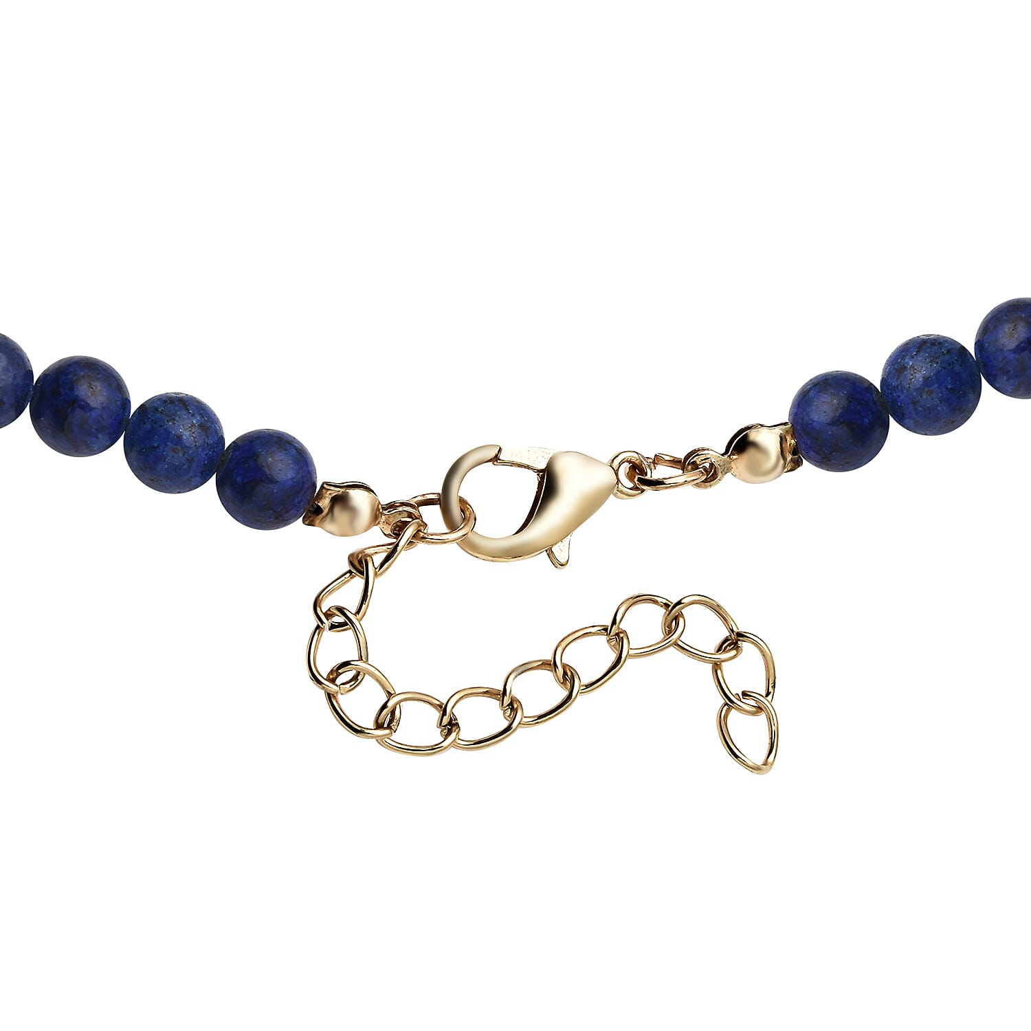 Lapis Lazuli and Blue Glass Beaded Station Necklace 18-20 Inches in Goldtone 165.00 ctw