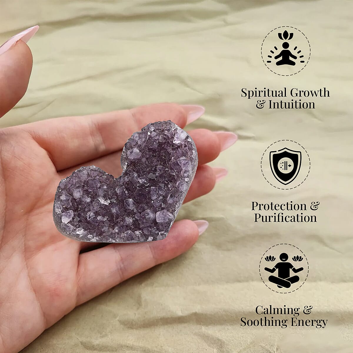 Amethyst Heart Shaped Geode -Small (Approx. 83ct) image number 1