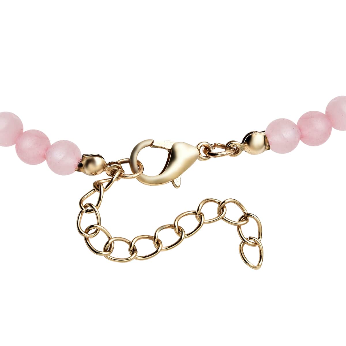 Galilea Rose Quartz and Pink Glass Beaded Station Necklace 18-20 Inches in Goldtone 165.00 ctw image number 4