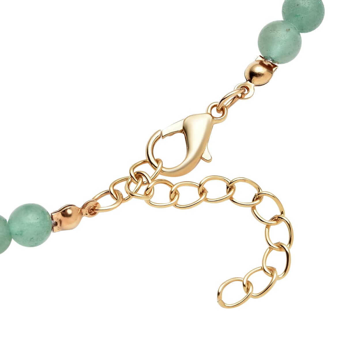 Green Aventurine and Green Glass Beaded Station Necklace 18-20 Inches in Goldtone 165.00 ctw image number 4