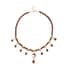 Gold Sandstone and Peach Glass Beaded Station Necklace 18-20 Inches in Goldtone 165.00 ctw image number 0