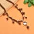 Gold Sandstone and Peach Glass Beaded Station Necklace 18-20 Inches in Goldtone 165.00 ctw image number 1