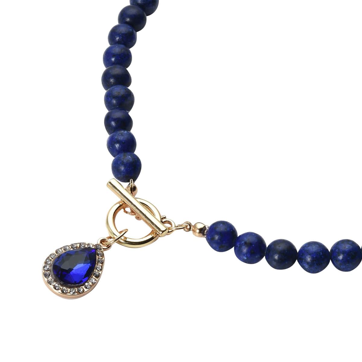 Blue Color Glass, Austrian Crystal and Lapis Lazuli Beaded Necklace 20 Inches in Goldtone 260.00 ctw image number 2