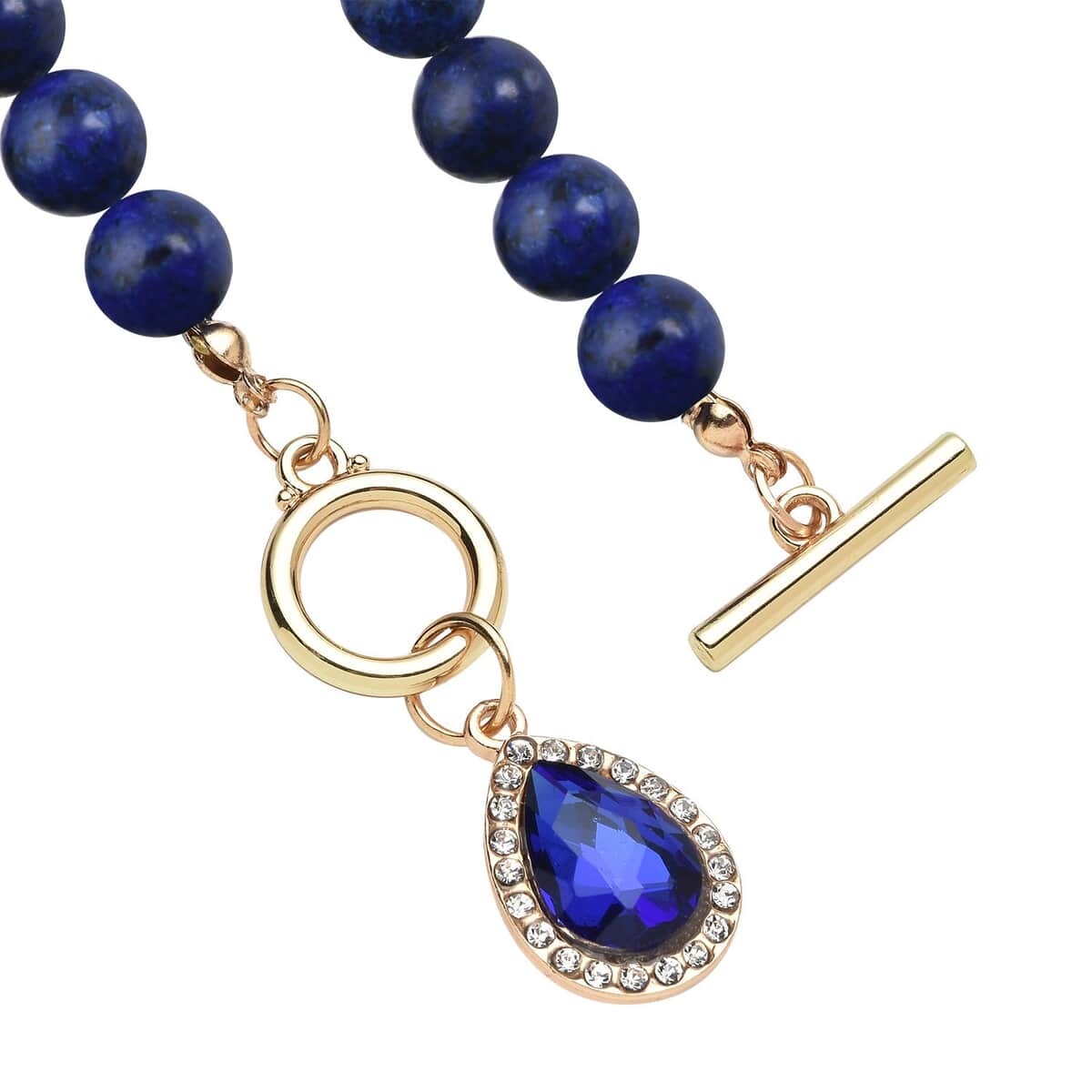 Blue Color Glass, Austrian Crystal and Lapis Lazuli Beaded Necklace 20 Inches in Goldtone 260.00 ctw image number 3